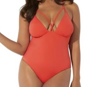Bathing suits plus size 18  swimsuit for all orange  beach pool cruise